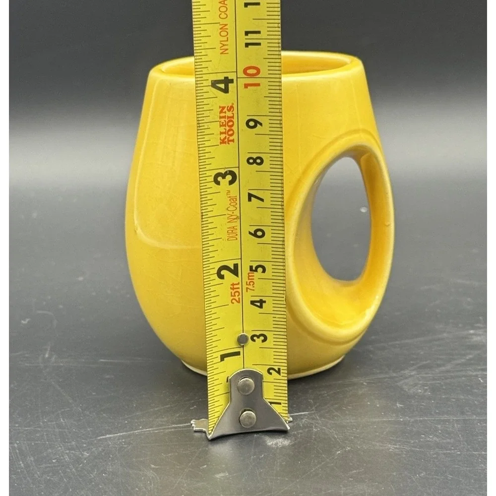 Vintage Bright Yellow Ceramic Tea Cups Set Of 8 MCM Japan Circular Handle 6-7 Oz